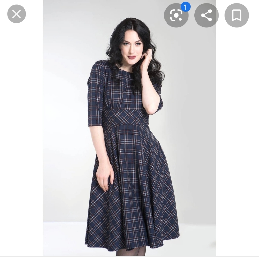 Navy red and white plaid Hell Bunny Large dress.
